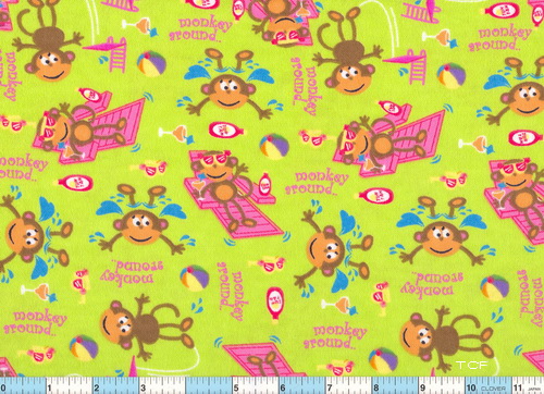 Monkey Around At the Pool Flannel